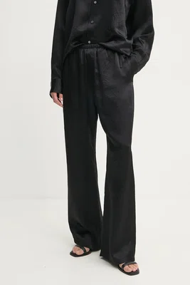 Kalhoty Filippa K dámské, černá barva, široké, high waist, 31129
