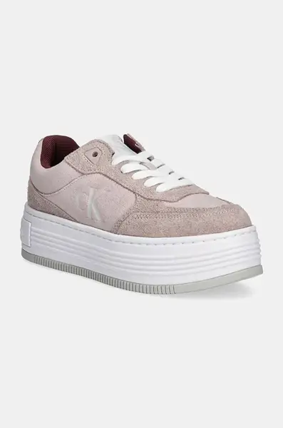 Semišové sneakers boty Calvin Klein Jeans BOLD PLATF LACEUP LOW MG SUEDE