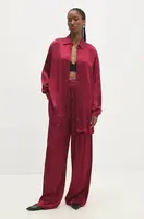 Košile Answear.LAB dámská, vínová barva, relaxed, s klasickým límcem