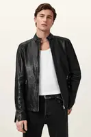 Kožená bunda AllSaints CORA černá barva, přechodná, M064LB