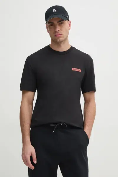 Bavlněné tričko Calvin Klein černá barva, s potiskem, K10K114158
