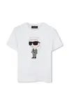 Dětské bavlněné tričko Karl Lagerfeld bílá barva, s potiskem, Z30437