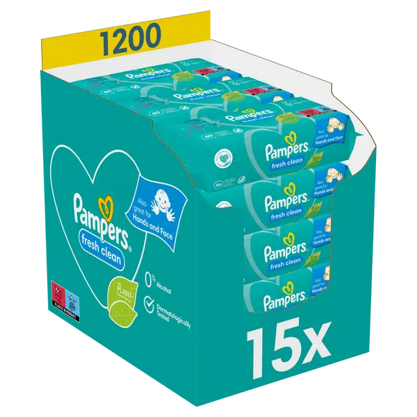 Pampers Fresh Clean vlhčené ubrousky 15x80 ks