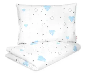 Baby Nellys Dětské povlečení, bavlna 2D 140x200/70x90, I love Boy, , modrá/bílá