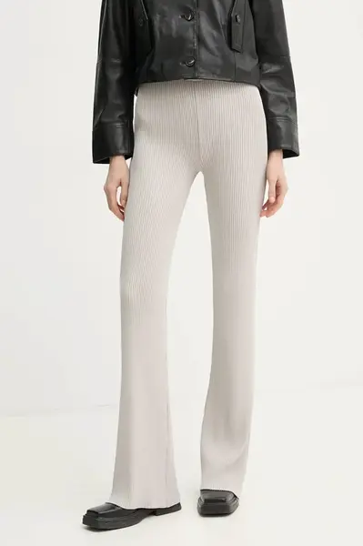 Kalhoty Remain dámské, šedá barva, zvony, high waist, 5023361789