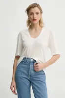 Tričko s příměsí lnu By Malene Birger AMARINGA béžová barva, Q71621007Z