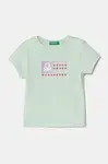 Dětské bavlněné tričko United Colors of Benetton zelená barva, 3I1XG10HU