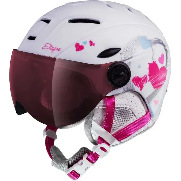 Etape RIDER PRO Detská lyžiarska prilba so štítom, biela, veľkosť (53 - 55)