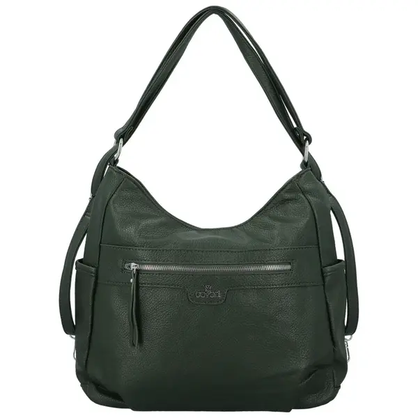 Stylový dámský koženkový kabelko-batoh Coveri Gael, tmavě zelený