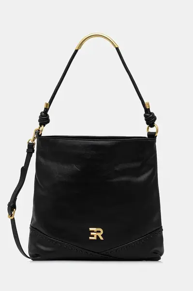 Kožená kabelka Ermanno Firenze černá barva, 12401941