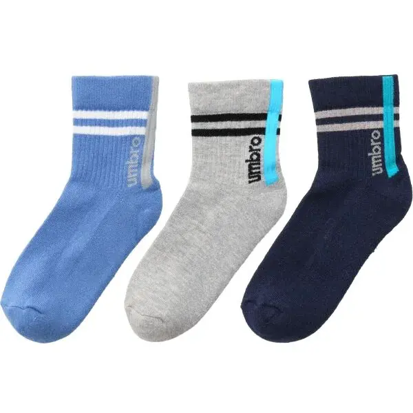 Umbro STRIPED SPORTS SOCKS JNR - 3 PACK Detské  ponožky, tmavo modrá, veľkosť 32-35