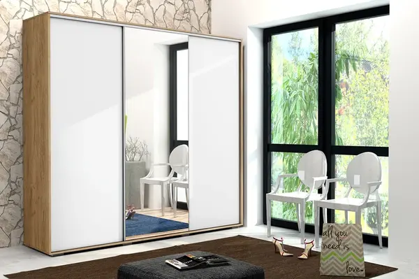 Šatní skříň Ska A25 XL Barva korpusu: Dub - Craft zlatý, Rozměry: 278 cm, Dveře: Bílé