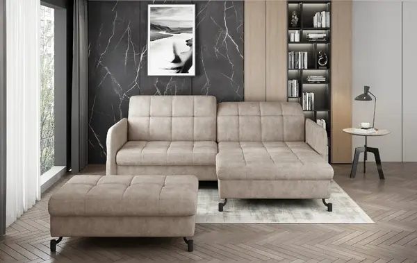 Sedací sestava Lorelle - sedací souprava + taburet Provedení: Pravá varianta, látka: Dora 21