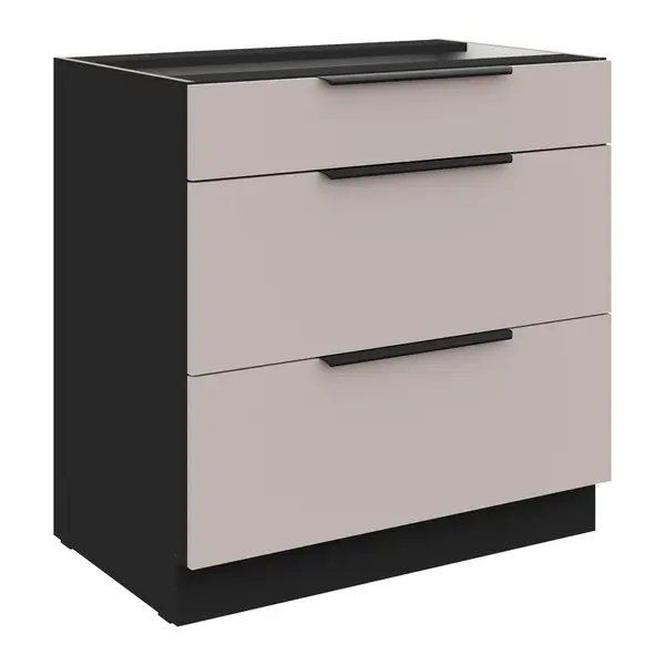 Spodní skříňka Arona 80 D 3S BB - Premium Box Barva korpusu: Černá, Barva dvířek: Kašmír