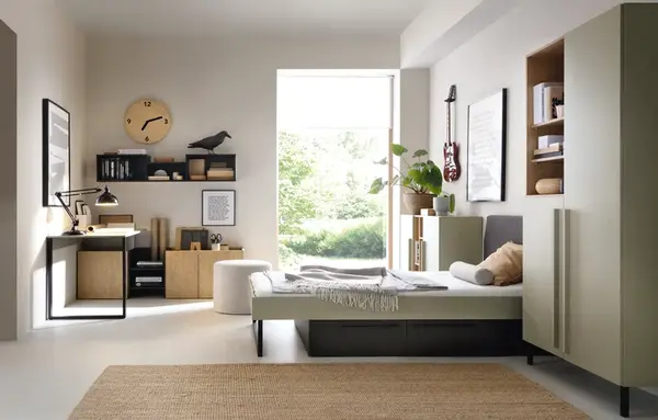 Dětský pokoj Sergio 1 Barva korpusu + barva dveří: Eukaliptus / Dub Baltic Dune / Černá onyx