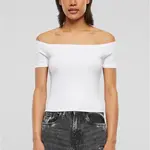 Women's T-Shirt Organic Off Shoulder Rib - White
