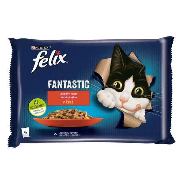 Felix Fantastic Junior kapsičky pre mačiatka kura, losos v želé 4x85 g