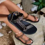 Resti Black and brown women's sports sandals with print Iberifa