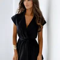 Resti Sofia Nero – Black women's set made of fabric with a V-neck