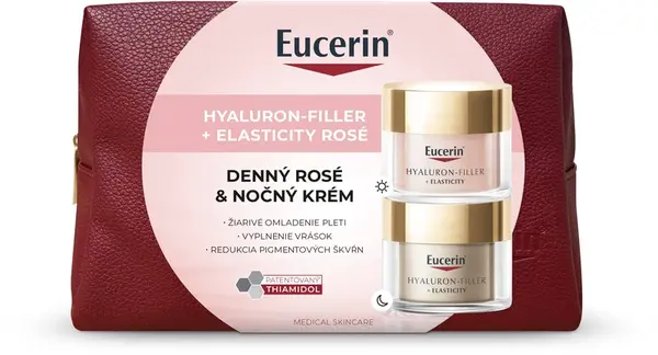 Eucerin Vianočná taštička HYALURON-FILLER + ELASTICITY Denný krém ROSÉ + Nočný krém