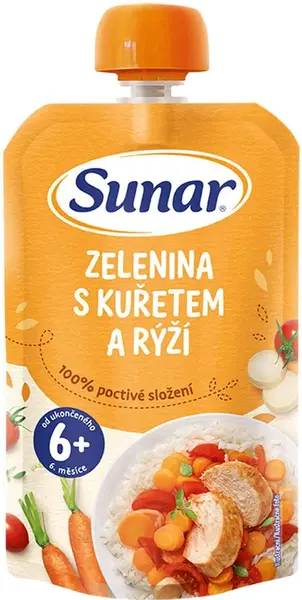 Sunar príkrm zelenina s kuracím mäsom a ryžou 6m+