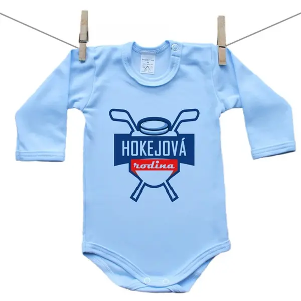 Boodyy Modré body s dlhým rukávom Hokejová rodina 86 (12-18 mesiacov)