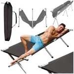 Skladacia kempingová posteľ Canada XXL 190×70 cm – čierna, nosnosť 150 kg