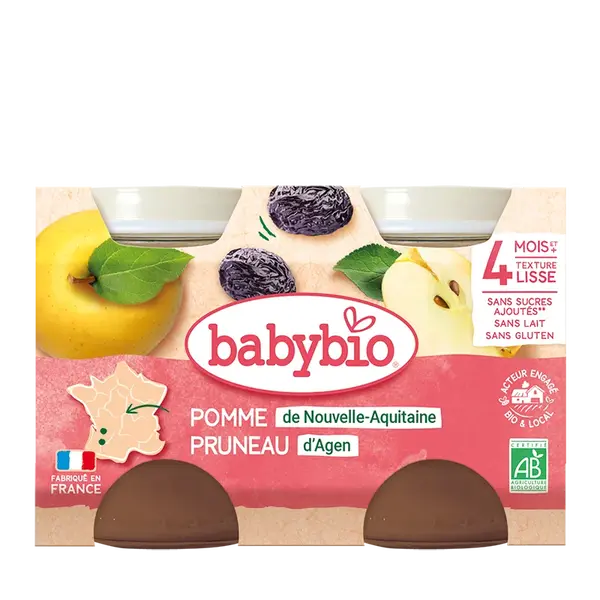 BABYBIO Príkrm jablko slivka (2x 130 g)