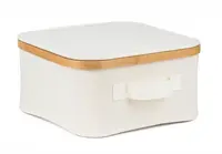 Úložný box G21 30 x 30 x 15 cm, bambusový s víkem, béžový