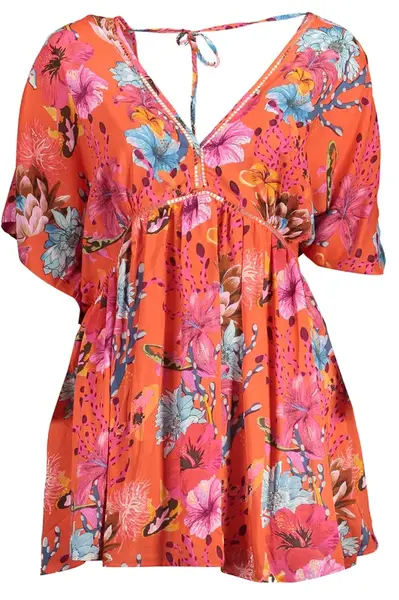 Oranžové dámské vzorované mini šaty Desigual Angelina - Dámské