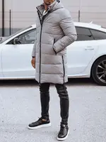 Pánská zimní dlouhá bunda s kapucí prošívaná béžová Dstreet