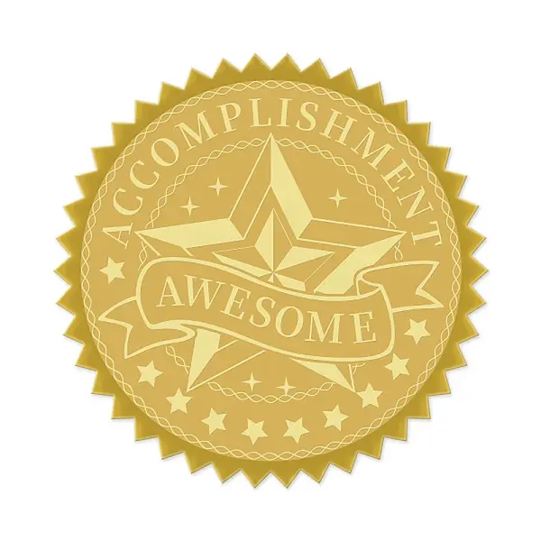 Plastic Self Adhesive Gold Foil Embossed Stickers