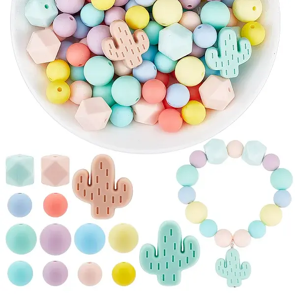 110Pcs 14 Style Silicone Beads
