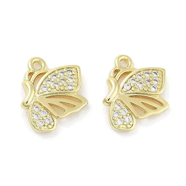 Brass Micro Pave Clear Cubic Zirconia Pendants
