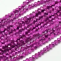 Faceted Rondelle Transparent Painted Glass Beads Strands