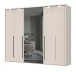 Šestidvéřová šatní skříň baptiste se zrcadlem a led osvětlením -
