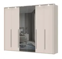 Šestidvéřová šatní skříň baptiste se zrcadlem a led osvětlením -