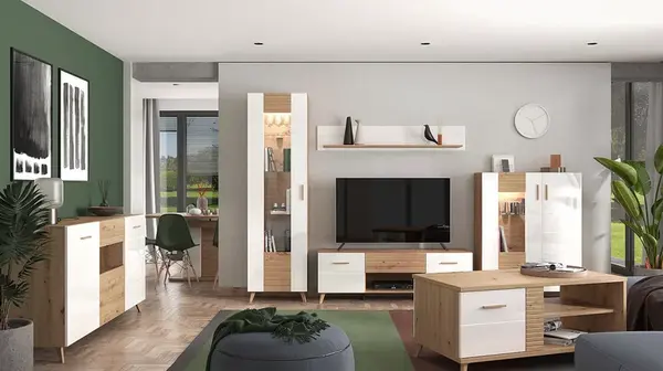 Obývací pokoj jett - dub artisan,bílá