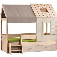 Domečková postel se schůdky 90x200 a úložným prostorem boom - dub