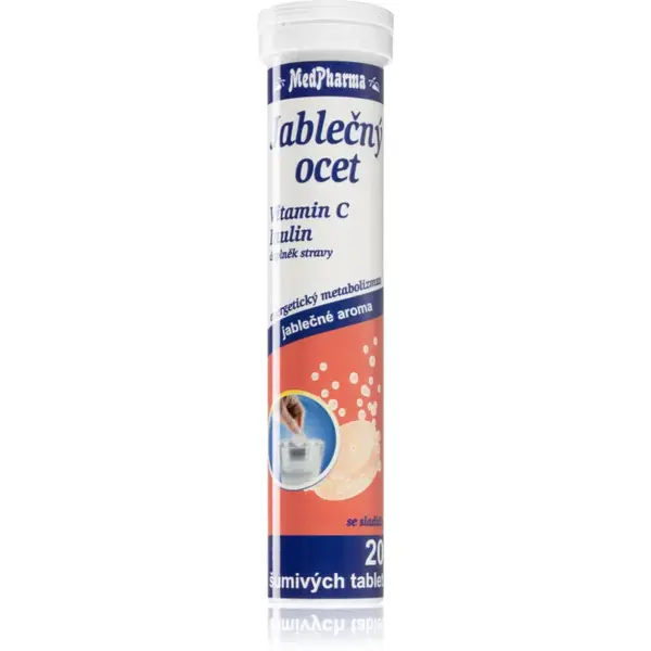 MedPharma Jablečný ocet + vitamin C + inulin šumivé tablety pro podporu zdraví nervové činnosti 20 tbl