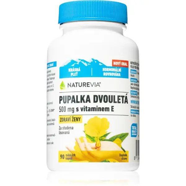 NatureVia Pupalka dvojročná + vitamin E kapsuly na podporu zdravej hormonálnej činnosti 90 cps