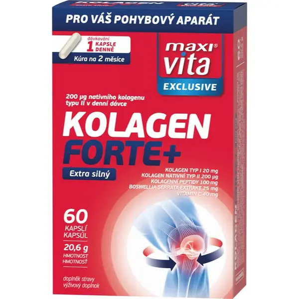 Maxi Vita Exclusive Kolagén forte+ kapsuly na podporu zdravia pohybovej sústavy 60 cps