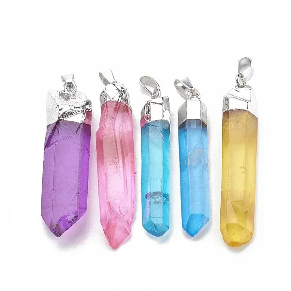 Natural Quartz Crystal Pointed Pendants