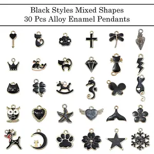 30Pcs 30 Styles Alloy Enamel Pendants