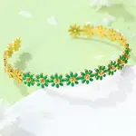 304 Stainless Steel Enamel Flower Open Cuff Bangles for Women