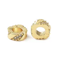 Brass Micro Pave Cubic Zirconia Beads