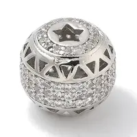 Rack Plating Brass Micro Pave Cubic Zirconia Beads