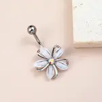 Flower Brass Cubic Zirconia Curved Barbell Belly Rings