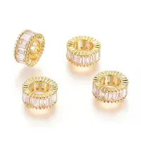 Brass Micro Pave Cubic Zirconia European Beads
