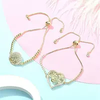 Mother's Day Brass Micro Pave Cubic Zirconia Silder Bracelets for Women